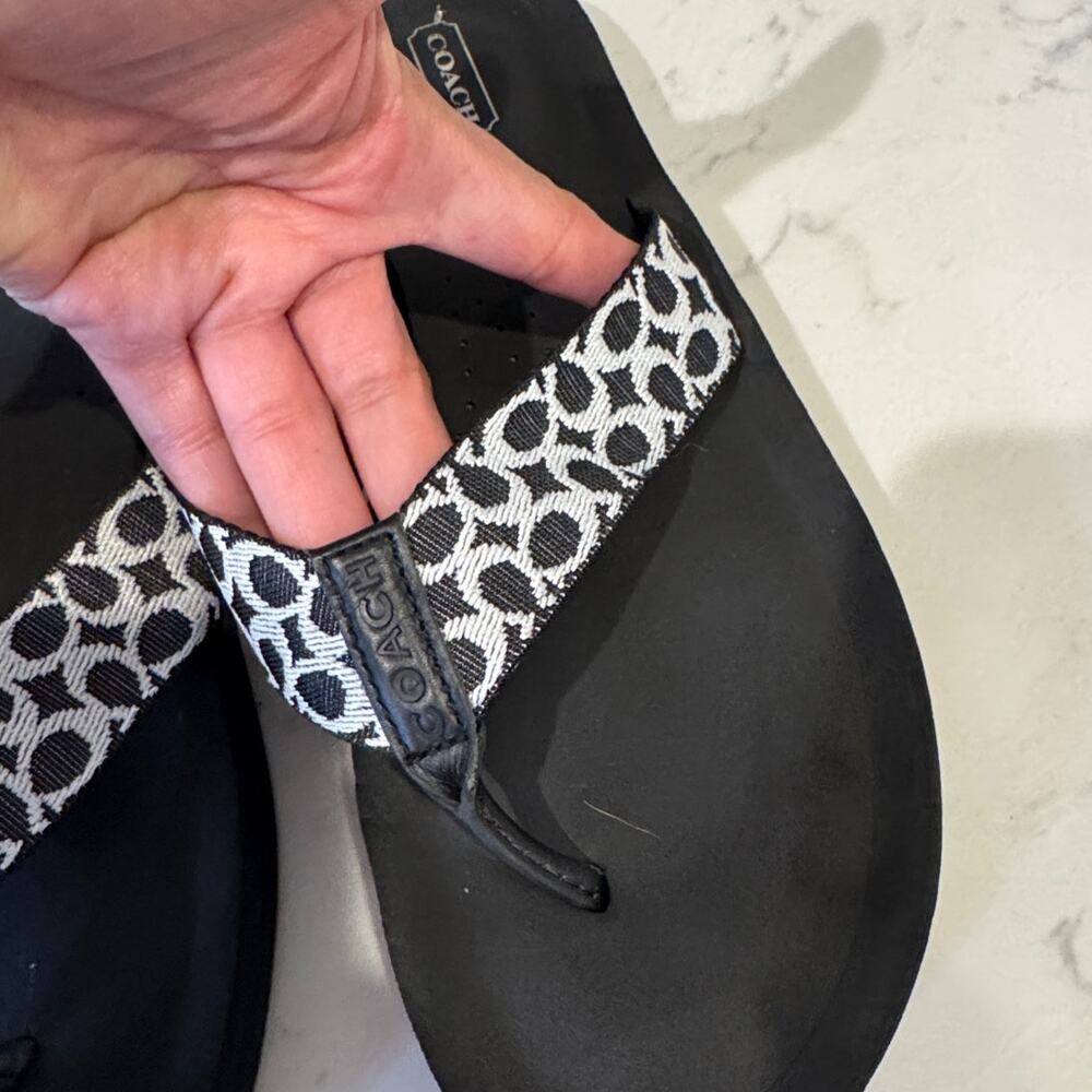 Coach Jessalyn Signature Monogram Black Flip Flops Sandals thick sole Y2K preppy - Picture 7 of 10